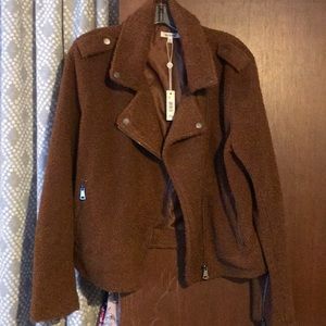 Max Studio Fuzzy Moto Jacket. Size L.
